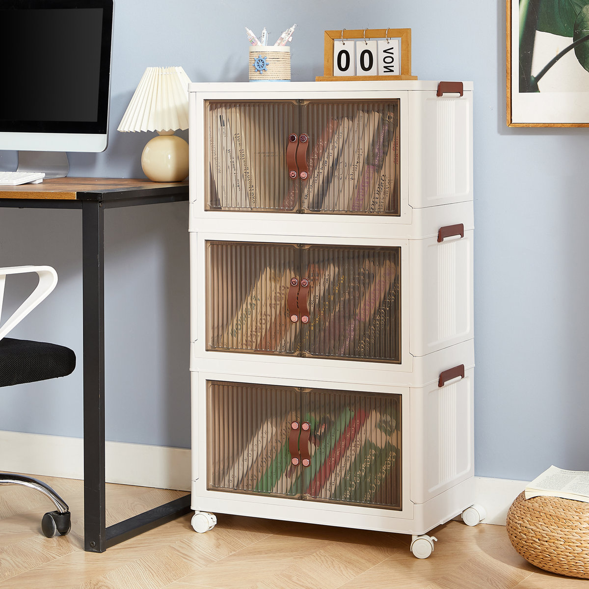 3 - Piece Stackable Storage Bins with Lid 3 Tier